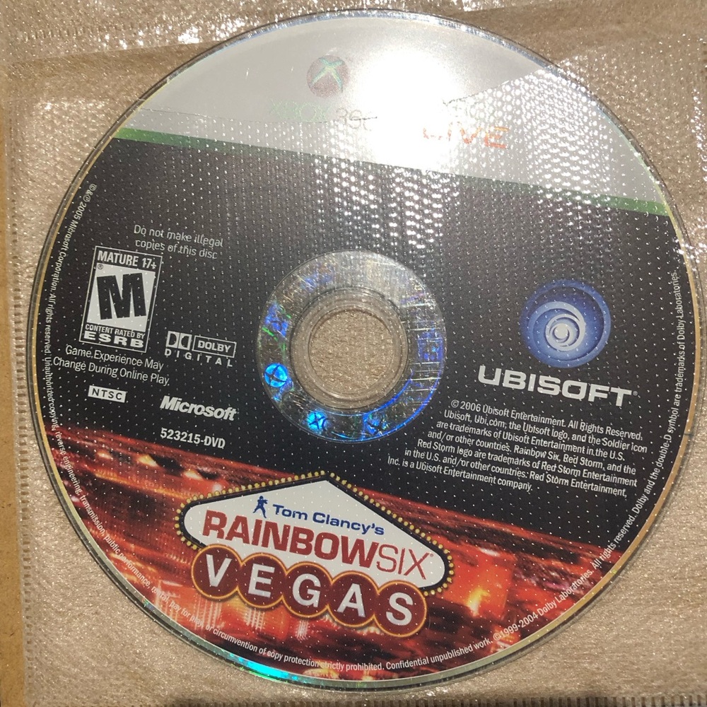 3/$40 Tom Clancy's Rainbow Six Vegas Xbox 360 Disc Only